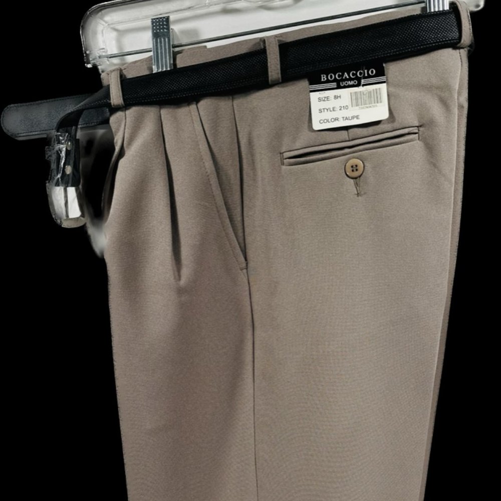 Bocaccio Uomo Boys Taupe Dress Pants Pleated Front Belted Husky Sizes 8H - 20H